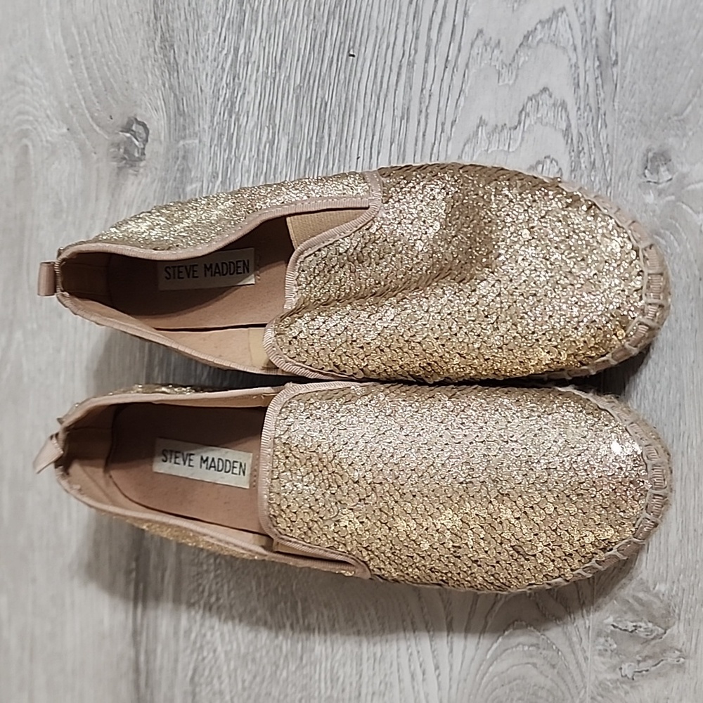 Steve Madden Gold Sequin Espadrilles